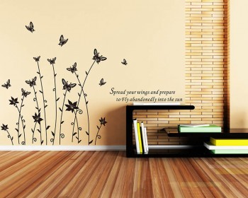 Butterfly Flowers  Decals Modern Wall Art
